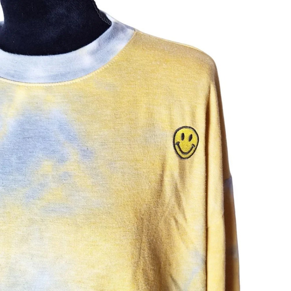 LUSH Tie Dye Smiley Face Long‎ Sleeve Crew Neck Pullover Sweatshirt Top Large - Picture 5 of 11